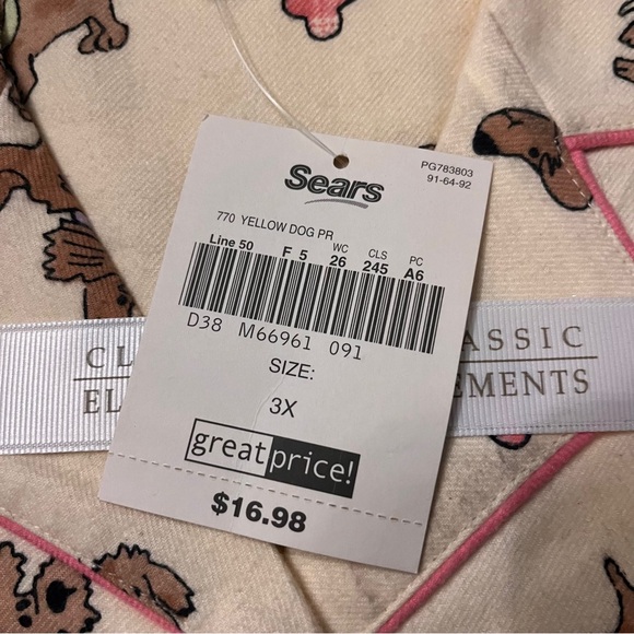 Classic Elements Women's Pajama Set - Cream with Dog and Bone Print - Picture 5 of 6